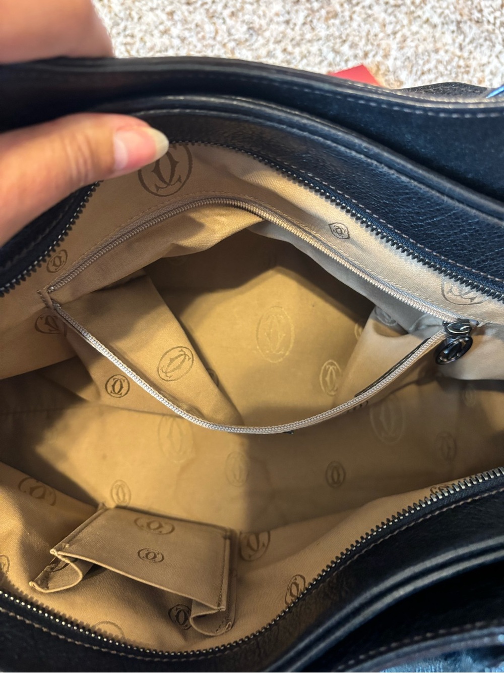Cartier Black Leather Satchel with Top Handles and Detachable Strap - Picture 9 of 9